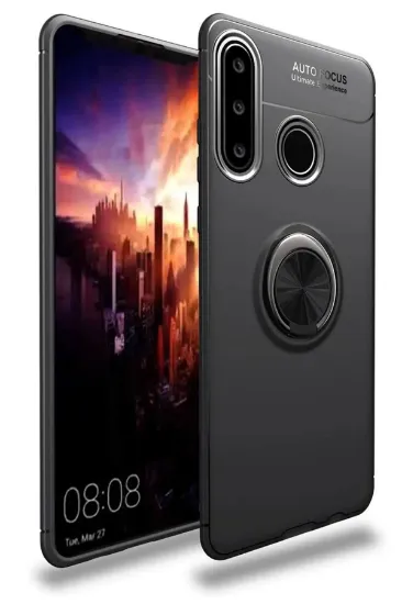 Newface Huawei Y6P Kılıf Range Yüzüklü Silikon - Siyah resmi