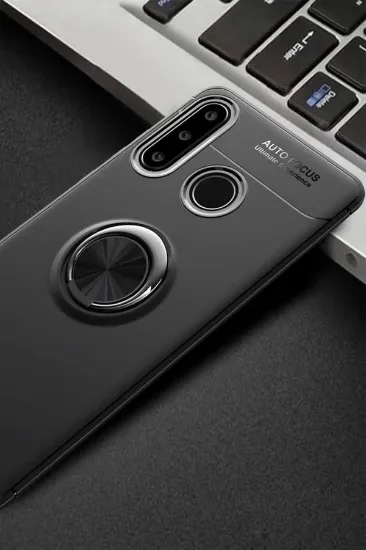 Newface Huawei Y6P Kılıf Range Yüzüklü Silikon - Siyah resmi