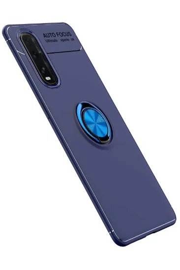 Newface Oppo Find X2 Kılıf Range Yüzüklü Silikon - Mavi resmi