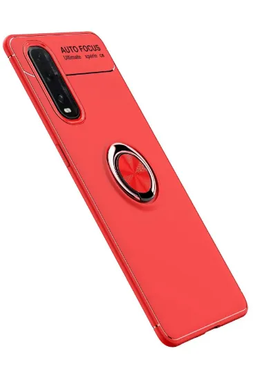 Newface Oppo Find X2 Kılıf Range Yüzüklü Silikon - Kırmızı resmi