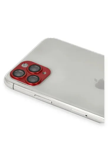 Newface iPhone 11 Pro Max Pers Alüminyum Kamera Lens - Kırmızı resmi