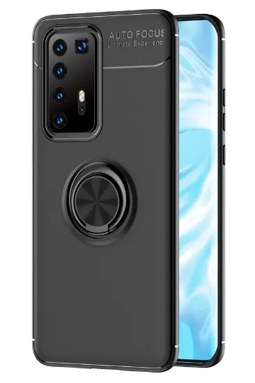 Newface Huawei P40 Pro Kılıf Range Yüzüklü Silikon - Siyah resmi