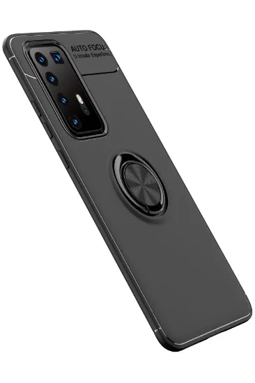 Newface Huawei P40 Pro Kılıf Range Yüzüklü Silikon - Siyah resmi