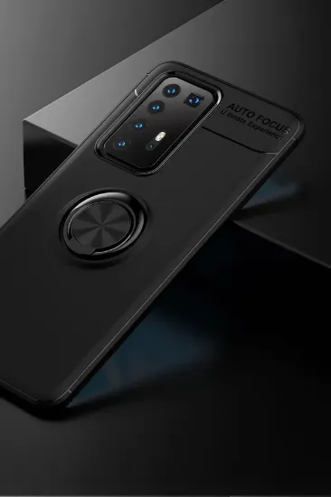 Newface Huawei P40 Pro Kılıf Range Yüzüklü Silikon - Siyah resmi