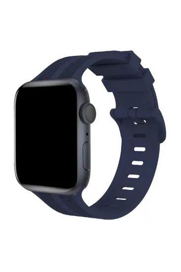 Newface Apple Watch 38mm KR408 Çizgili Silikon Kordon - Lacivert resmi