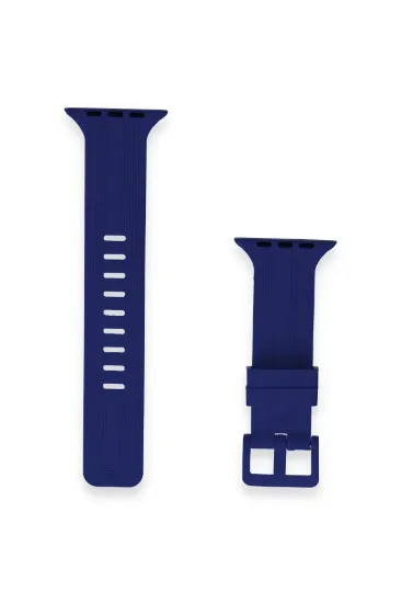 Newface Apple Watch 38mm KR408 Çizgili Silikon Kordon - Lacivert resmi