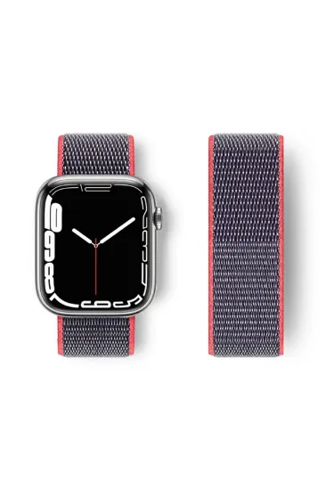 Newface Apple Watch 42mm Hasırlı Cırtcırtlı Kordon - Pembe resmi