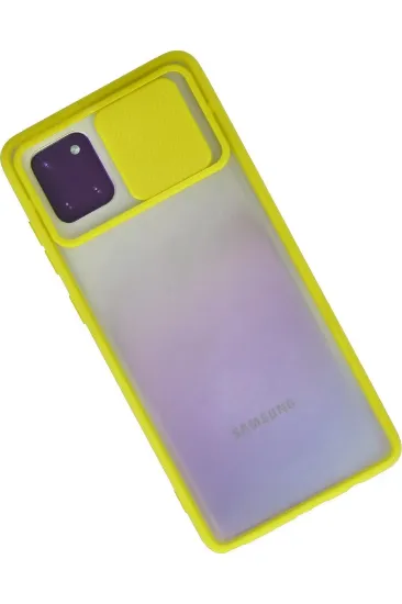 Newface Samsung Galaxy A81 / Note 10 Lite Kılıf Palm Buzlu Kamera Sürgülü Silikon - Sarı resmi