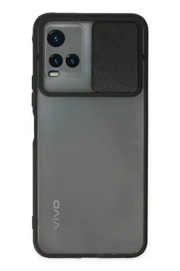 Newface Vivo Y33S Kılıf Palm Buzlu Kamera Sürgülü Silikon - Siyah resmi
