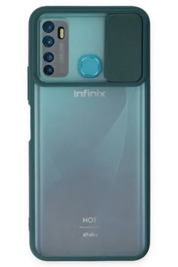 Newface İnfinix Hot 9 Kılıf Palm Buzlu Kamera Sürgülü Silikon - Yeşil resmi