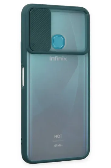 Newface İnfinix Hot 9 Kılıf Palm Buzlu Kamera Sürgülü Silikon - Yeşil resmi