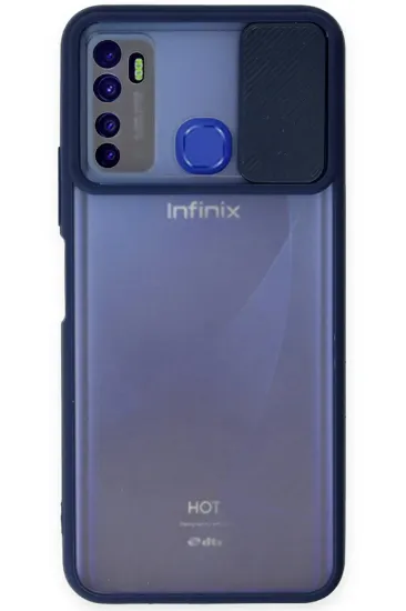 Newface İnfinix Hot 9 Kılıf Palm Buzlu Kamera Sürgülü Silikon - Lacivert resmi