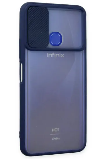 Newface İnfinix Hot 9 Kılıf Palm Buzlu Kamera Sürgülü Silikon - Lacivert resmi