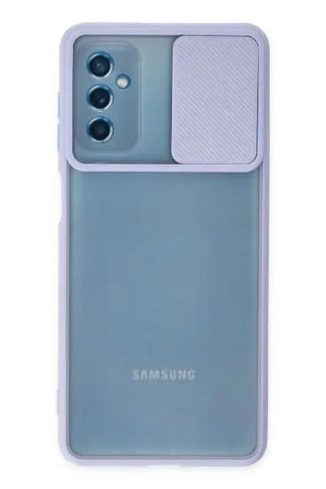 Newface Samsung Galaxy M52 5G Kılıf Palm Buzlu Kamera Sürgülü Silikon - Lila resmi
