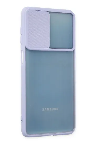 Newface Samsung Galaxy M52 5G Kılıf Palm Buzlu Kamera Sürgülü Silikon - Lila resmi