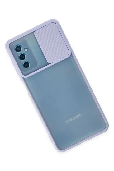 Newface Samsung Galaxy M52 5G Kılıf Palm Buzlu Kamera Sürgülü Silikon - Lila resmi