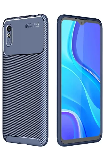 Newface Xiaomi Redmi 9A Kılıf Auto Focus Karbon Kapak - Lacivert resmi