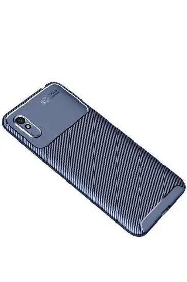 Newface Xiaomi Redmi 9A Kılıf Auto Focus Karbon Kapak - Lacivert resmi