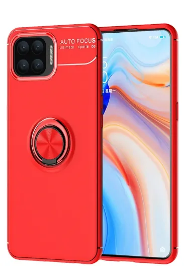 Newface Oppo A73 Kılıf Range Yüzüklü Silikon - Kırmızı resmi