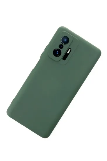 Newface Xiaomi Mi 11T Pro Kılıf Nano içi Kadife Silikon - Koyu Yeşil resmi