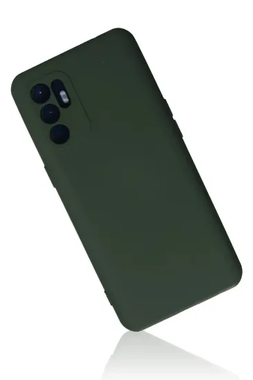 Newface Oppo Reno 6 Kılıf Nano içi Kadife Silikon - Koyu Yeşil resmi