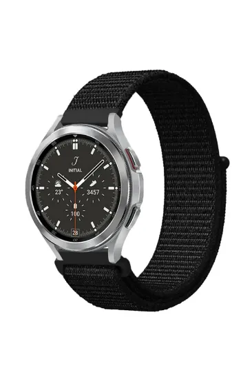 Newface Watch 22mm Hasırlı Cırtcırtlı Kordon - Siyah resmi