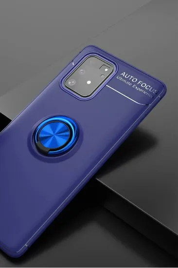 Newface Samsung Galaxy A91 / S10 Lite Kılıf Range Yüzüklü Silikon - Mavi resmi