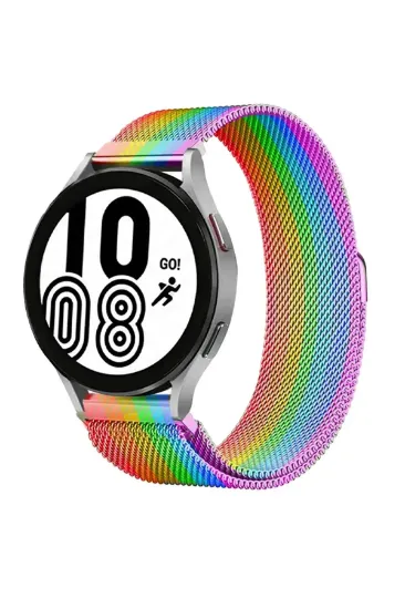 Newface Samsung Galaxy Watch 4 Metal Mıknatıslı Kordon - Gökkuşağı resmi