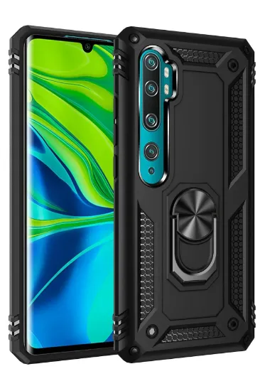 Newface Xiaomi Mi Note 10 Lite Kılıf Sofya Yüzüklü Silikon Kapak - Siyah resmi