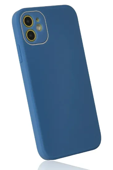 Newface iPhone 12 Kılıf Glass Kapak - Mavi resmi