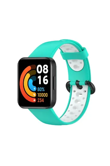 Newface Xiaomi Redmi Watch 2 Spor Delikli Kordon - Turkuaz-Beyaz resmi