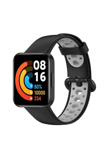 Newface Xiaomi Redmi Watch 2 Spor Delikli Kordon - Siyah-Gri resmi