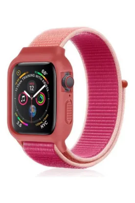 Newface Apple Watch 38mm Hasırlı Cırtcırtlı Kasalı Kordon - Mor resmi
