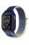 Newface Apple Watch 38mm Hasırlı Cırtcırtlı Kasalı Kordon - Sarı-Lacivert resmi