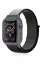 Newface Apple Watch 38mm Hasırlı Cırtcırtlı Kasalı Kordon - Siyah-Gri resmi