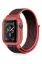 Newface Apple Watch 42mm Hasırlı Cırtcırtlı Kasalı Kordon - Siyah-Pembe resmi