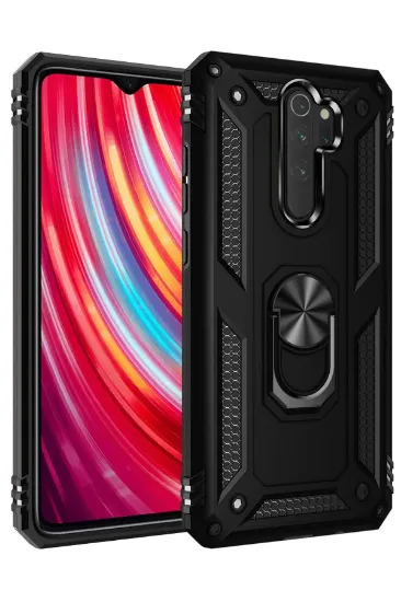 Newface Xiaomi Redmi Note 8 Pro Kılıf Sofya Yüzüklü Silikon Kapak - Siyah resmi