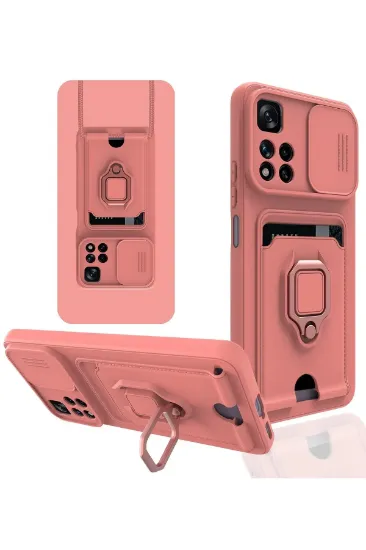 Newface Xiaomi Redmi Note 11 Pro Plus 5G Kılıf Zuma Kartvizitli Yüzüklü Silikon - Pembe resmi