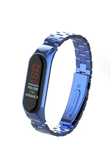 Newface Xiaomi Mi Band 4 Metal Baklalı Kordon - Mavi resmi