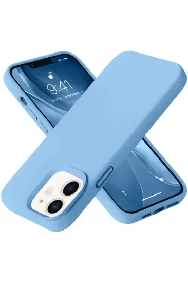 Newface iPhone 12 Kılıf Nano içi Kadife Silikon - Mavi resmi