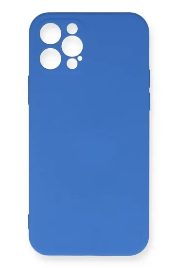 Newface iPhone 12 Pro Max Kılıf Nano içi Kadife Silikon - Mavi resmi