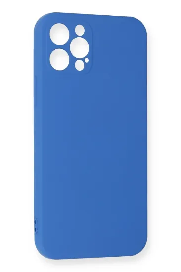 Newface iPhone 12 Pro Max Kılıf Nano içi Kadife Silikon - Mavi resmi