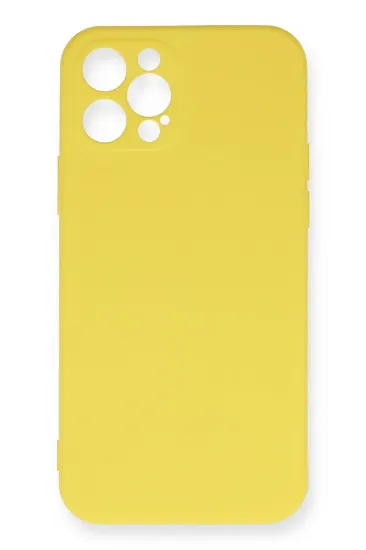 Newface iPhone 12 Pro Max Kılıf Nano içi Kadife Silikon - Sarı resmi