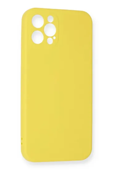 Newface iPhone 12 Pro Max Kılıf Nano içi Kadife Silikon - Sarı resmi