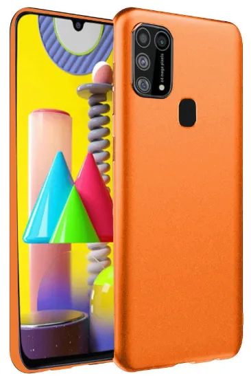 Newface Samsung Galaxy M31 Kılıf Nano içi Kadife Silikon - Koyu Turuncu resmi