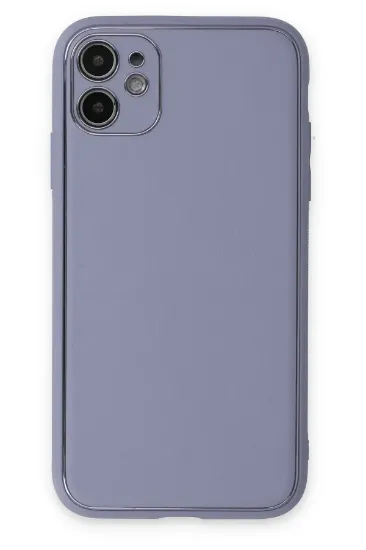 Newface iPhone 12 Kılıf Coco Deri Silikon Kapak - Açık Lila resmi