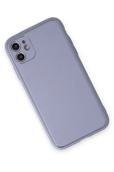 Newface iPhone 12 Kılıf Coco Deri Silikon Kapak - Açık Lila resmi