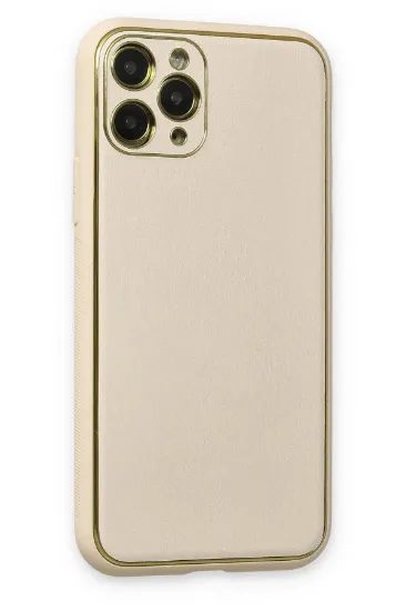 Newface iPhone 11 Pro Max Kılıf Coco Deri Silikon Kapak - Beyaz resmi