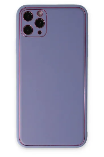 Newface iPhone 11 Pro Max Kılıf Coco Deri Silikon Kapak - Açık Lila resmi
