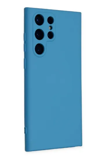 Newface Samsung Galaxy S22 Ultra Kılıf Nano içi Kadife Silikon - Mavi resmi